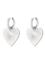 With love Earrings Silver -  Heart