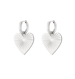 With love Earrings Silver -  Heart