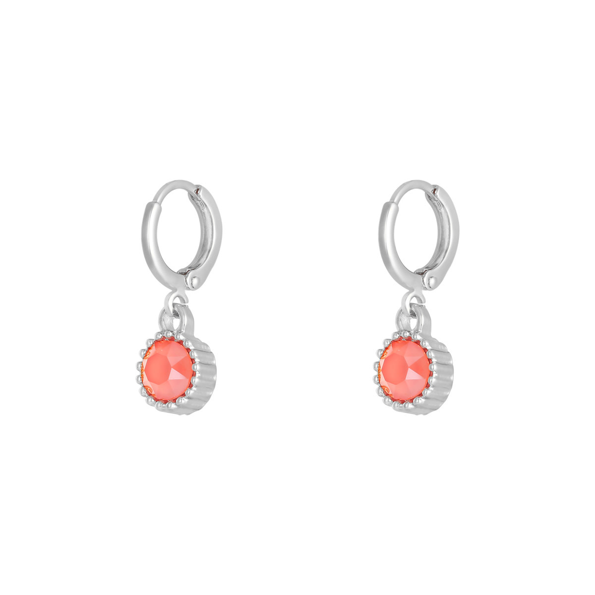 With love earring - Pink-  stone
