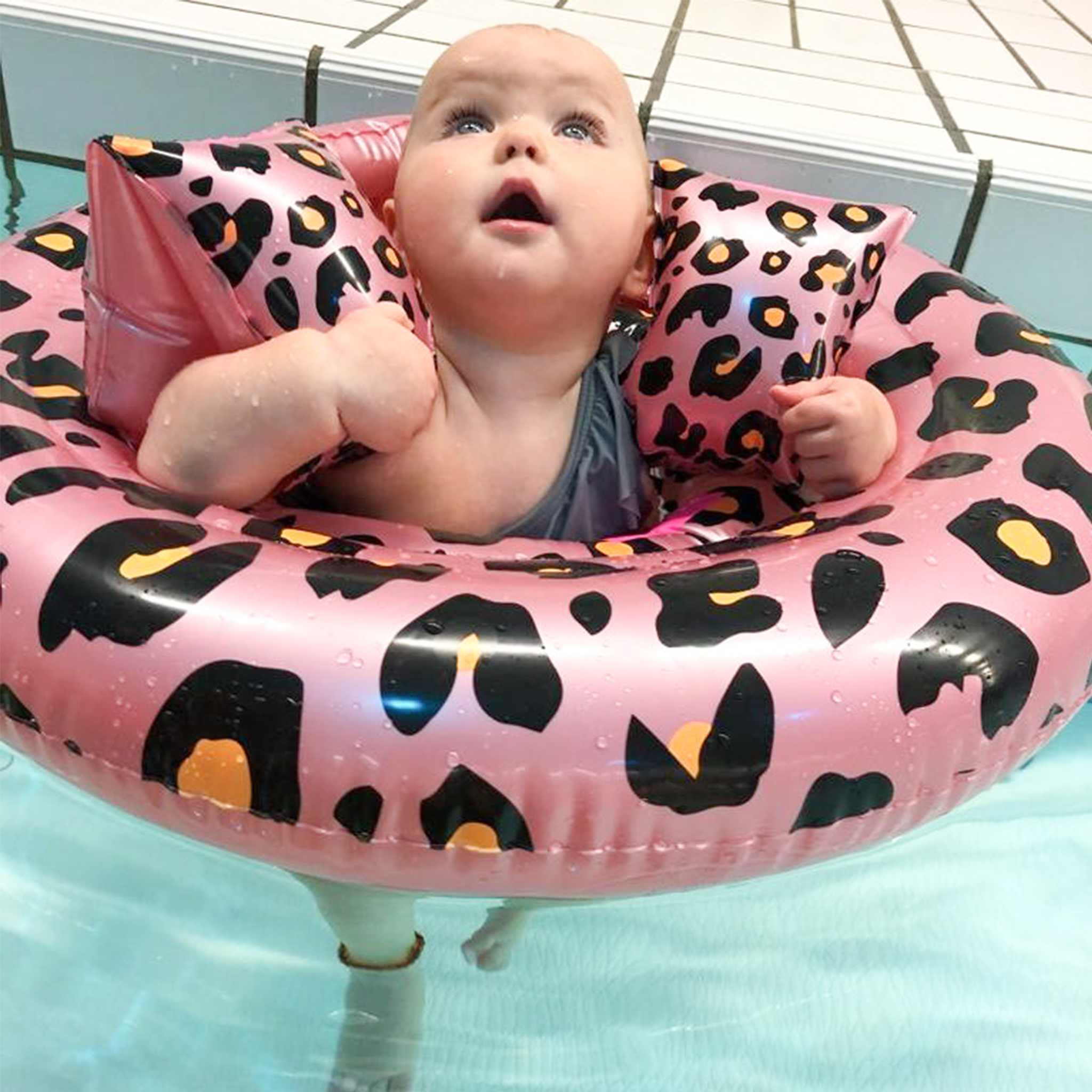 swim essentials Baby float 0-1 jaar - Rose Goud Panterprint