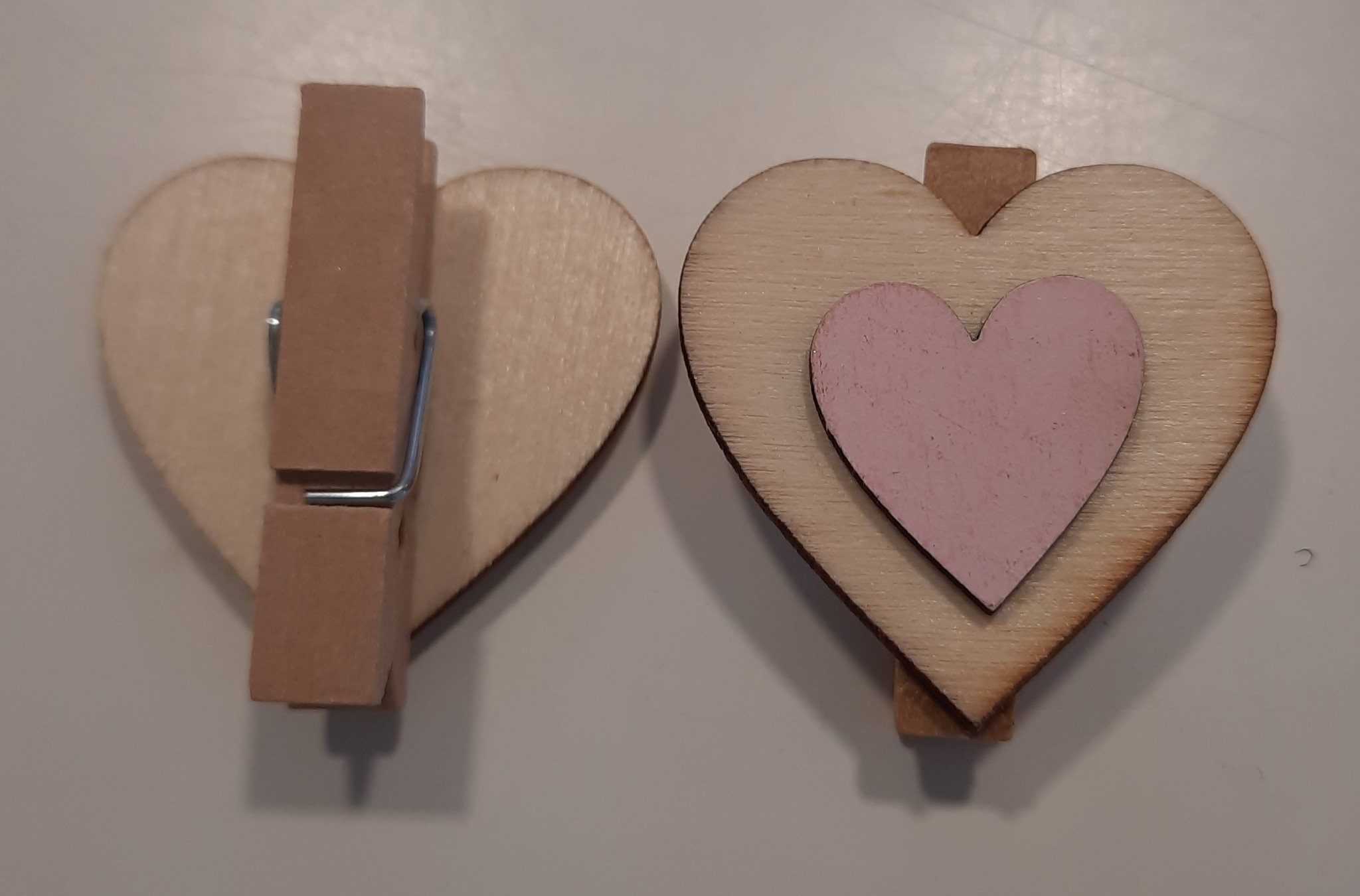 Heart peg wood 3,3cm x H3,4cm