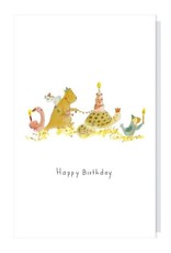 Papette Papette greeting card small 8,5 x 13,3 cm+ enveloppe - Happy birthday 'dieren stoet'