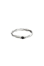 With love Ring  twist - silver black stone - m17