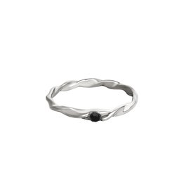 With love Ring  twist - silver black stone - m17