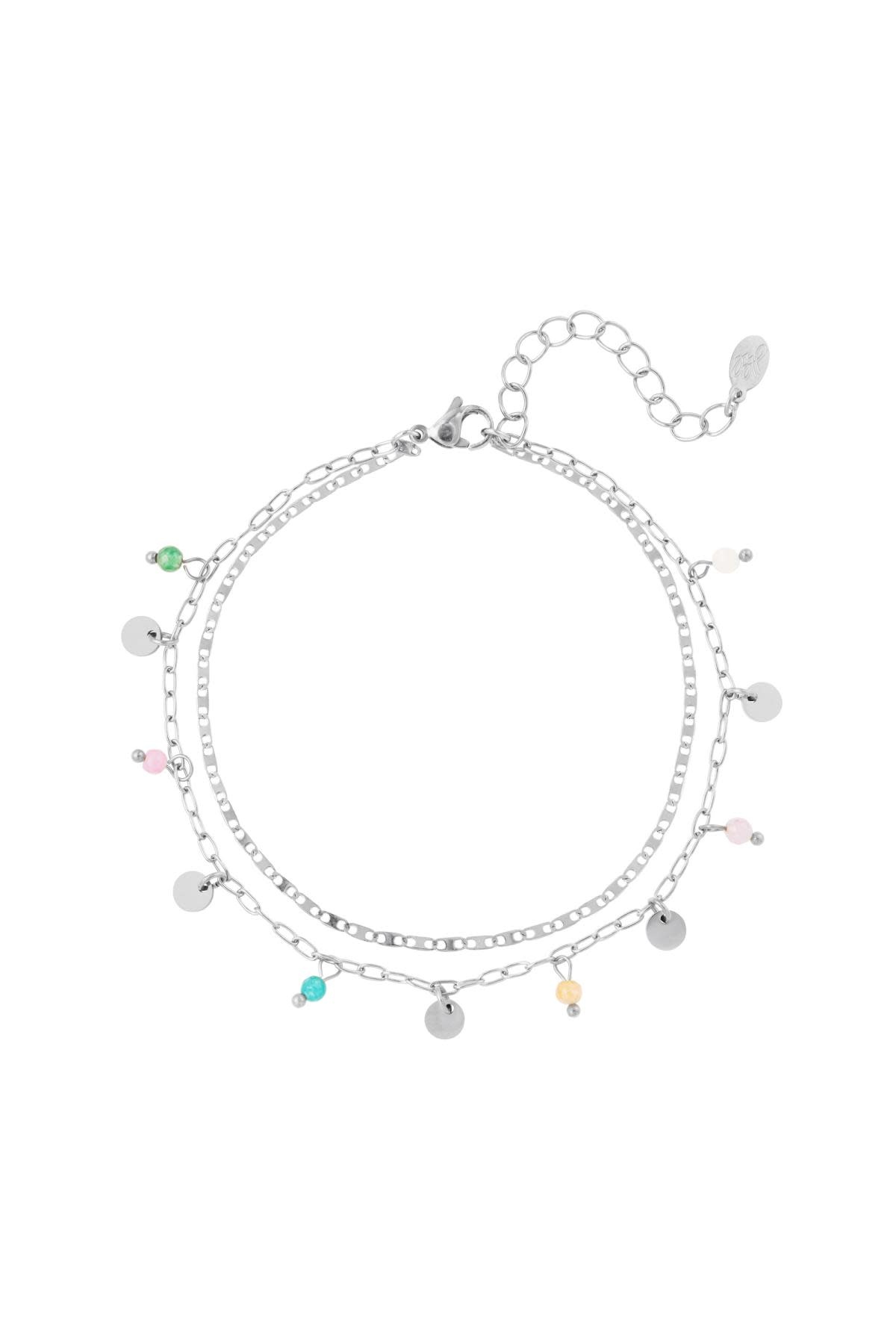 With love Anklet Silver - Double Chain - Charms