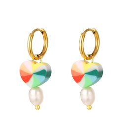 With love earring summer heart with pearl