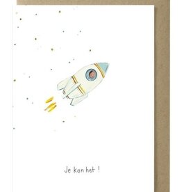 Papette Papette greeting card + enveloppe - 'je kan het -raket '