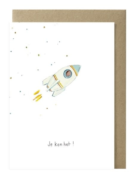 Papette Papette greeting card + enveloppe - 'je kan het -raket '