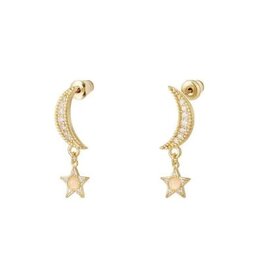 With love Earrings - gold - moon and star white