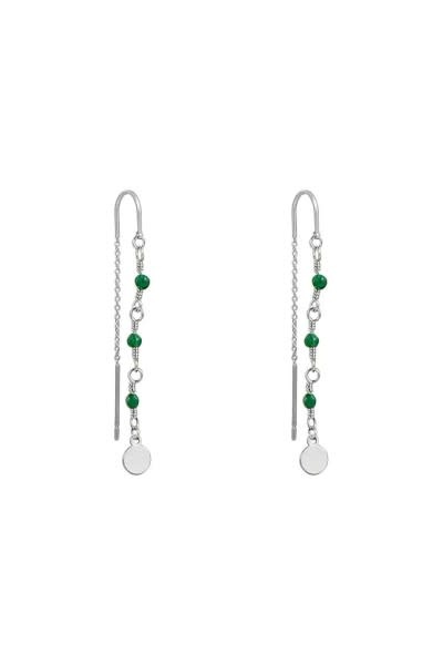 With love Earrings - silver - dangle - green