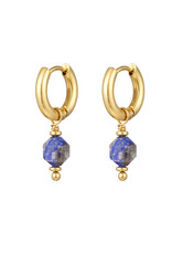 With love Earrings with stone  - gold/blue