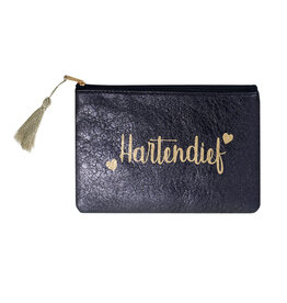 With love Pouch 22cm x 16cm - Metallic - hartendief -navy blue