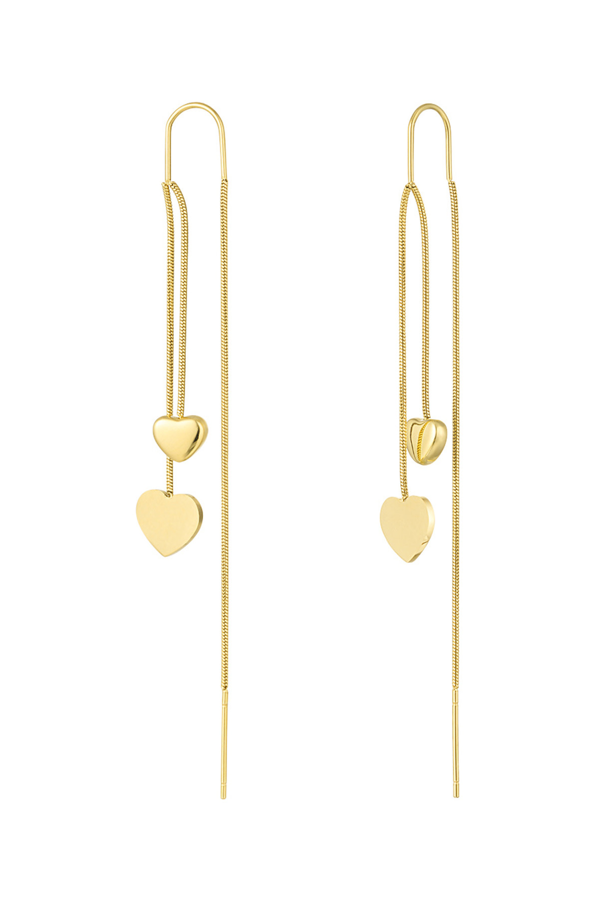 With love Earrings hanging hearts - gold