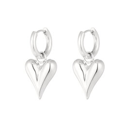 With love Earrings  heart - silver