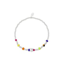 With love Bracelet colored beads- silver