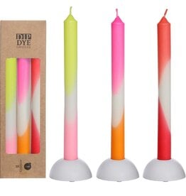 Ideas 4 seasens Candle Dip Dye Pink - Orange - Red - Yellow Set 3