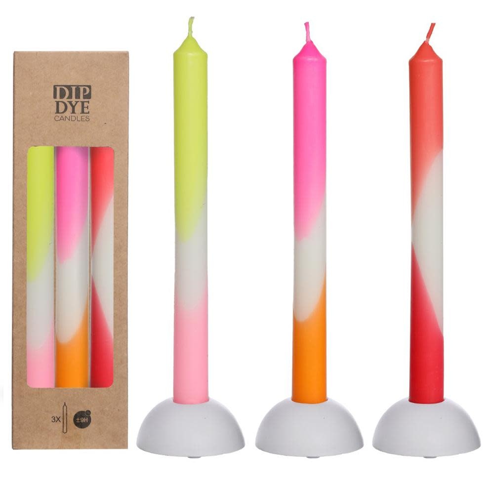 Ideas 4 seasens Candle Dip Dye Pink - Orange - Red - Yellow Set 3