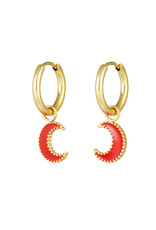 With love earrings moon -red / gold