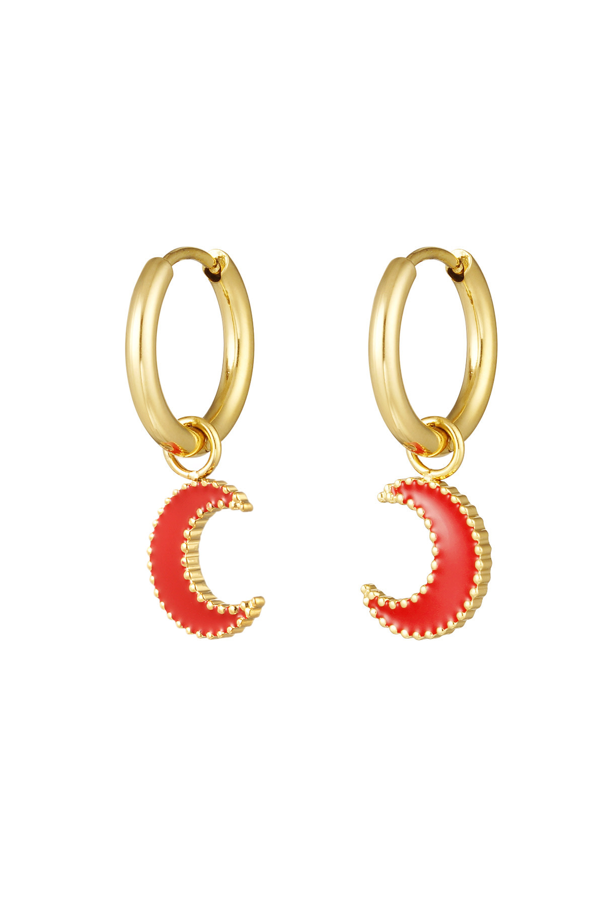 With love earrings moon -red / gold