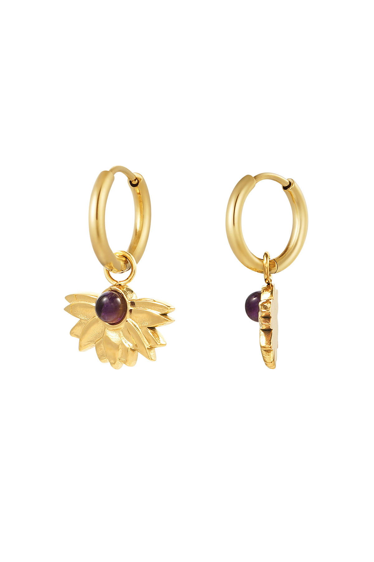 With love earrings  lotus - gold