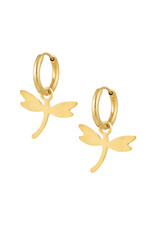 With love earrings  dragonfly - gold