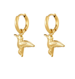 With love earrings  colibri  - gold