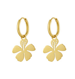 With love earrings  hibiscus - gold