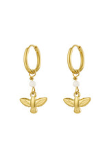 With love earrings  bird-  gold