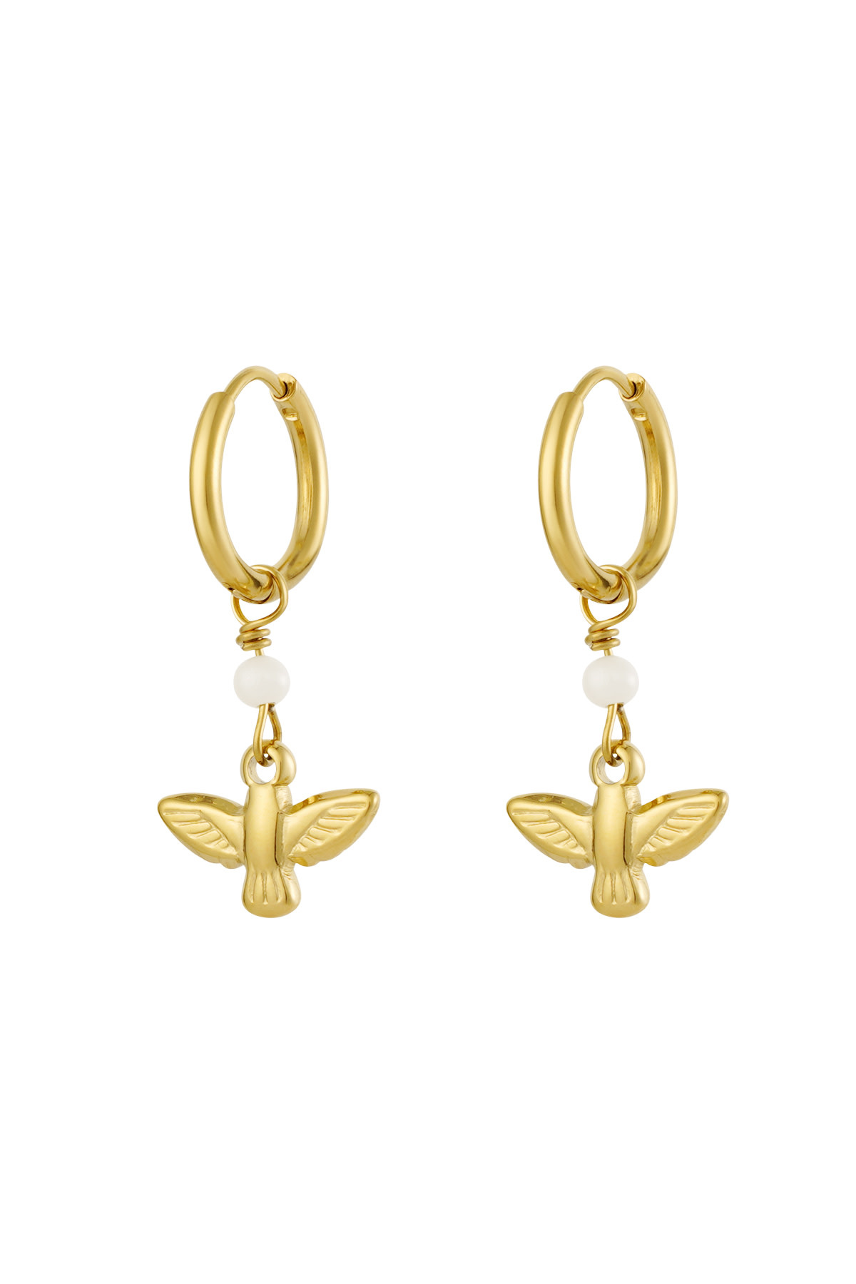 With love earrings  bird-  gold