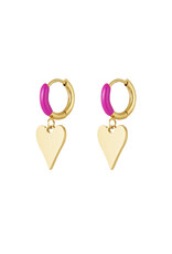 With love earrings  heart - fuchsia/gold