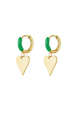 With love earrings  heart - green/gold