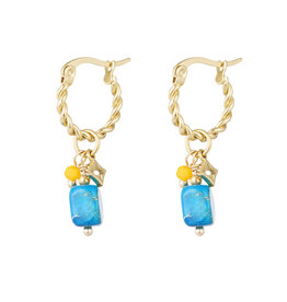 With love earrings twisted -blue - gold