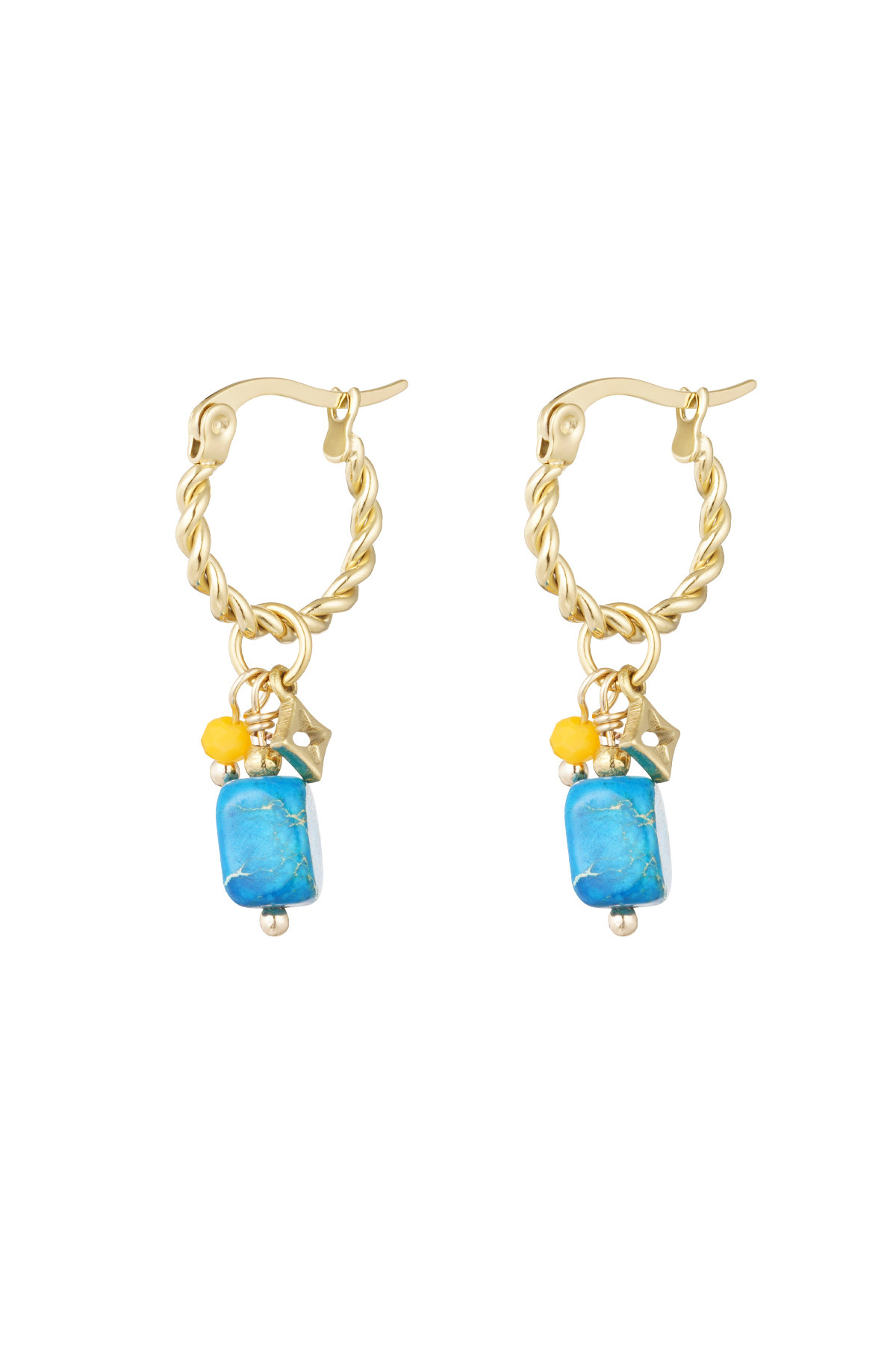 With love earrings twisted -blue - gold