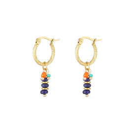 With love earrings beads dark blue - gold