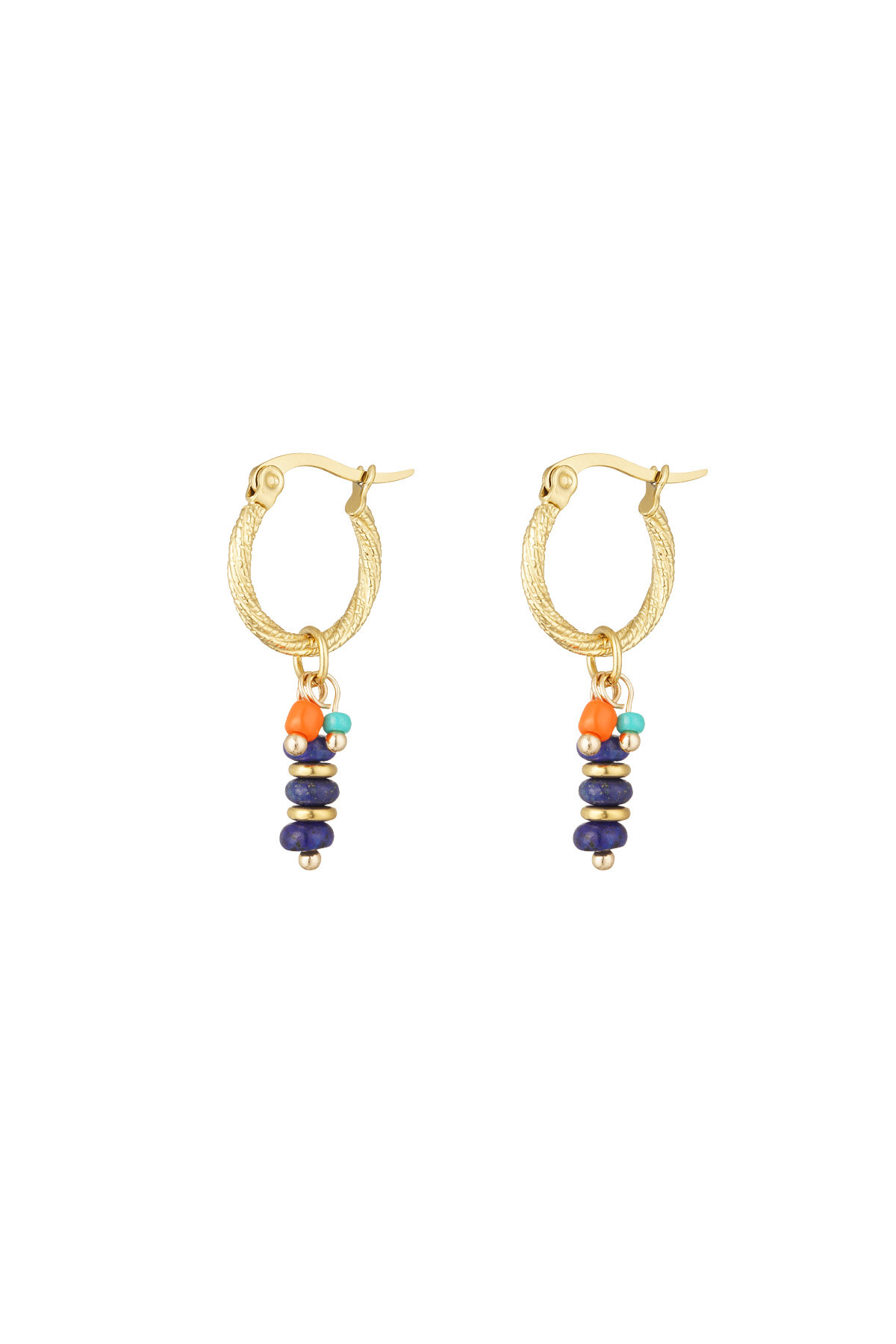 With love earrings beads dark blue - gold