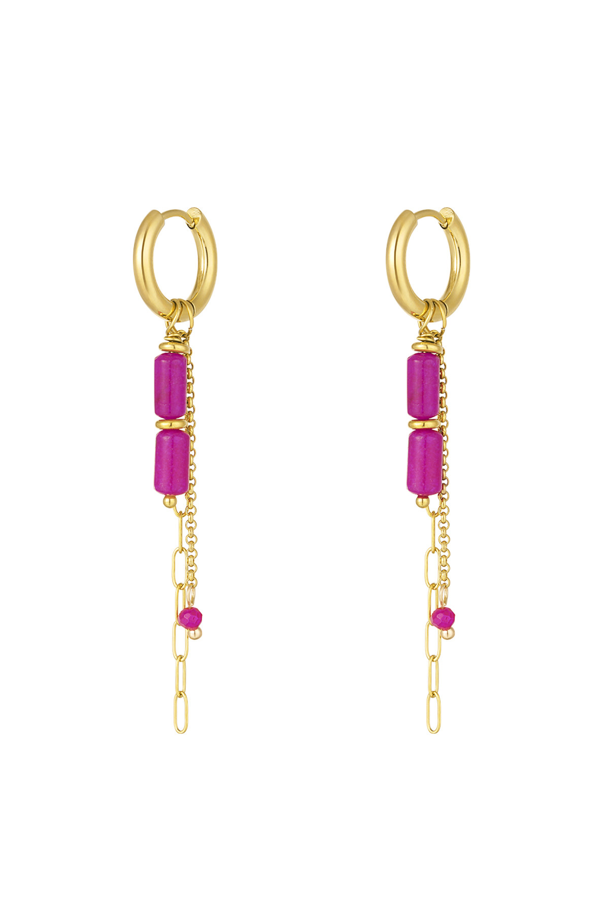 With love earrings big beads fuchsia - gold