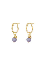 With love earrings twisted beads purple- gold