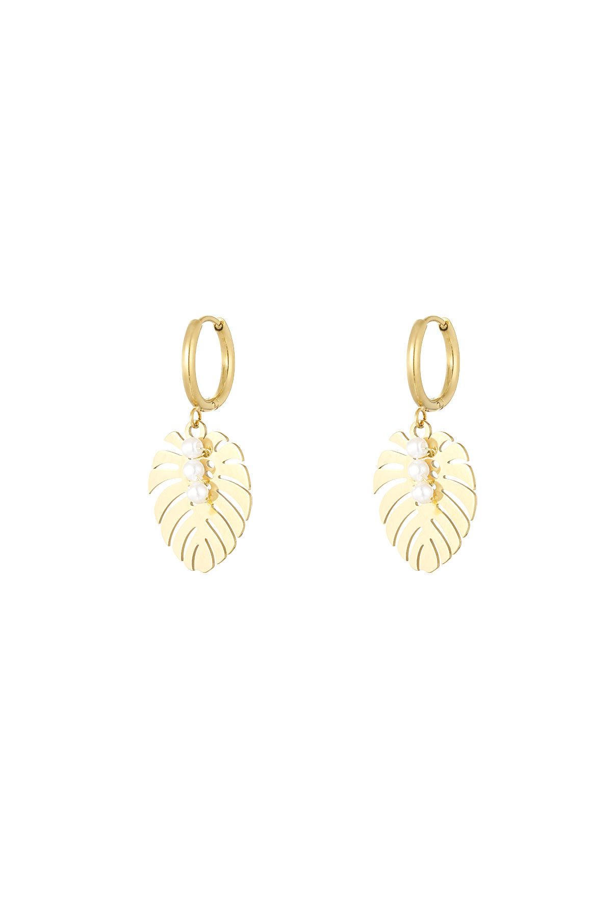 With love earrings  palmleaf- gold