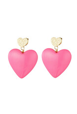 With love earrings  big heart fuchsia