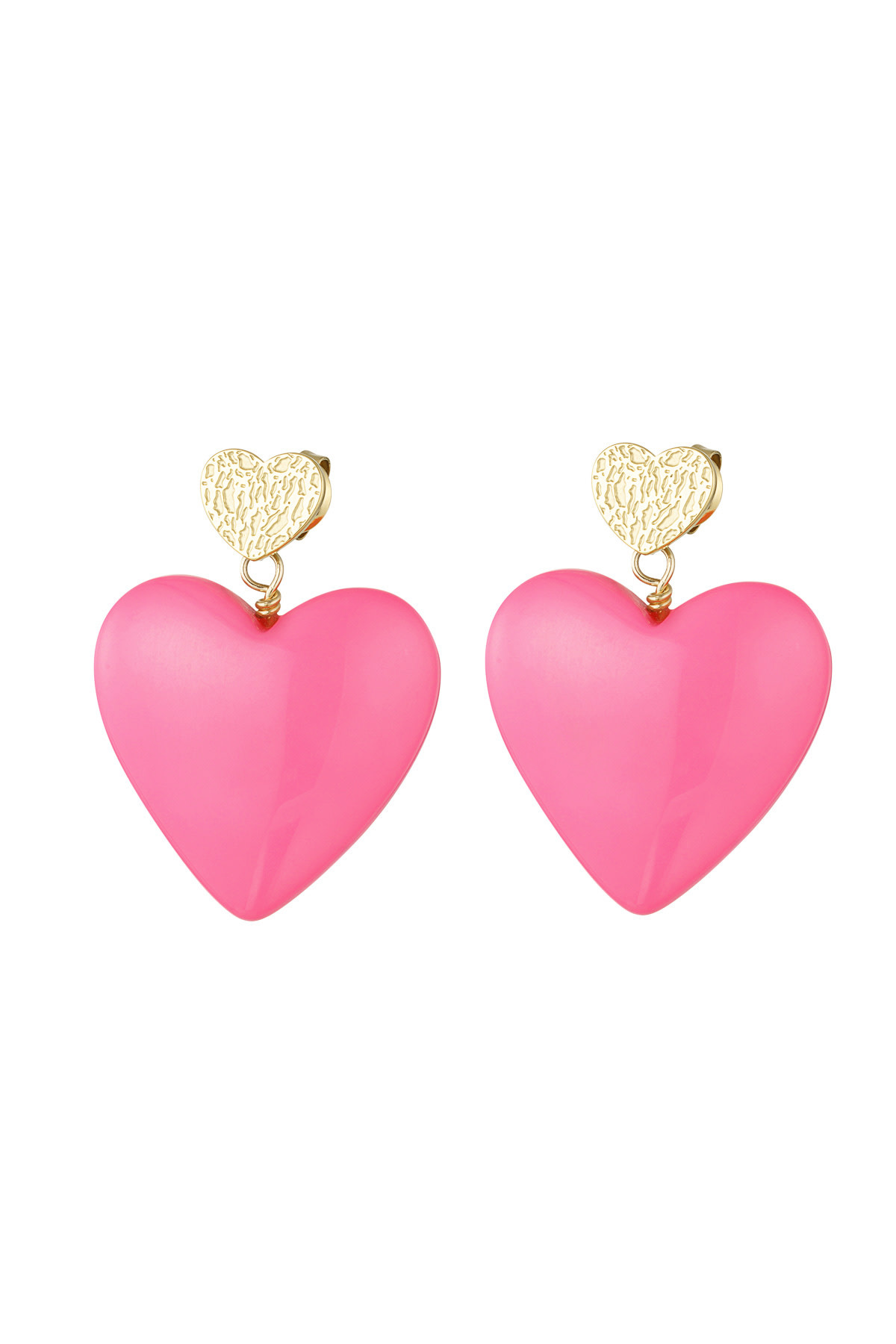 With love earrings  big heart fuchsia