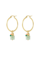 With love earrings hoop  green - gold