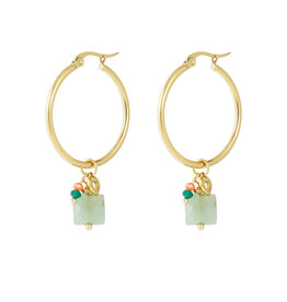 With love earrings hoop  green - gold