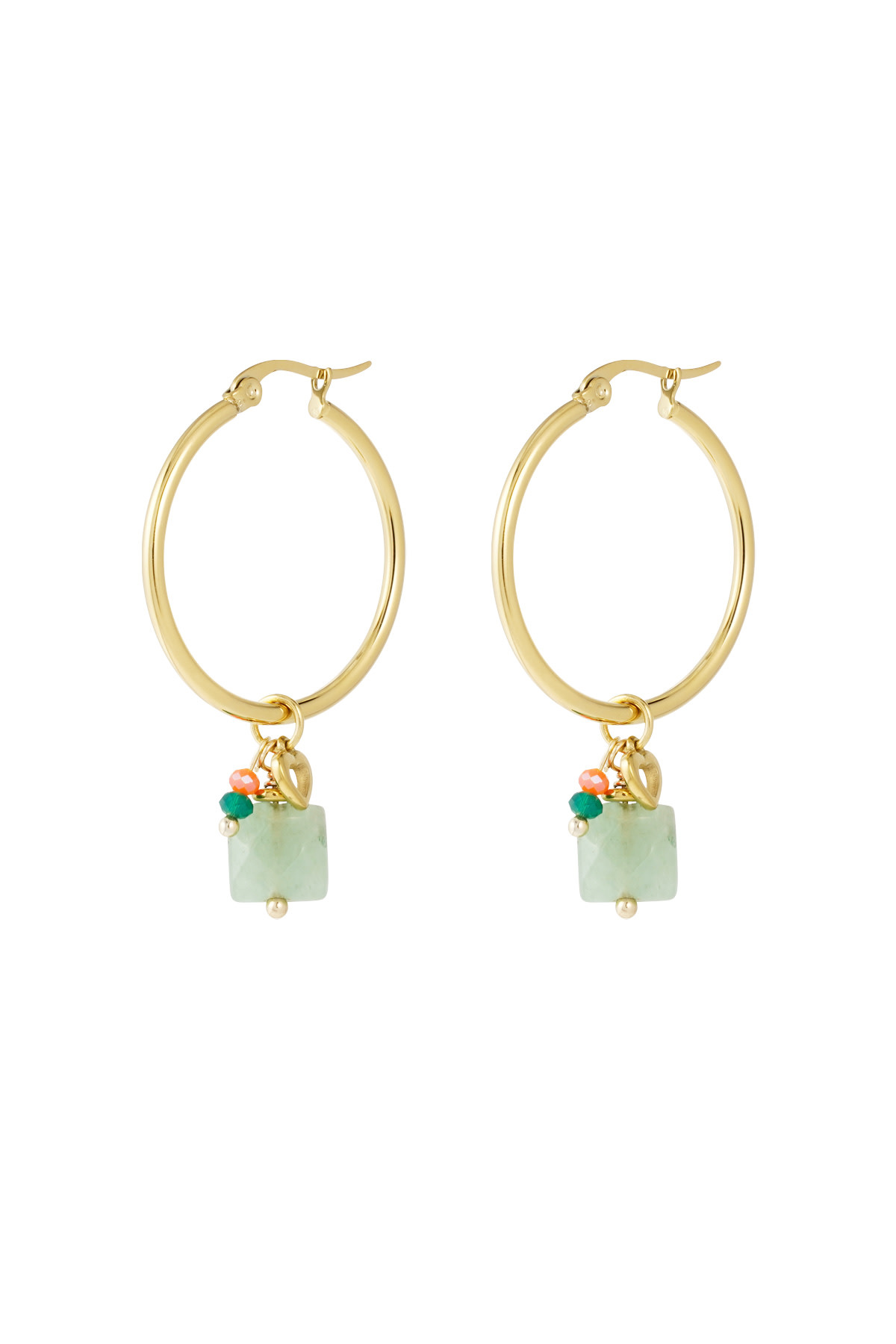 With love earrings hoop  green - gold