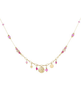 With love Necklace  summer vibes - pink/gold