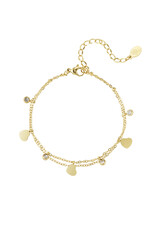 With love bracelet - hearts & stones - gold