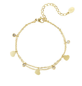 With love bracelet - hearts & stones - gold