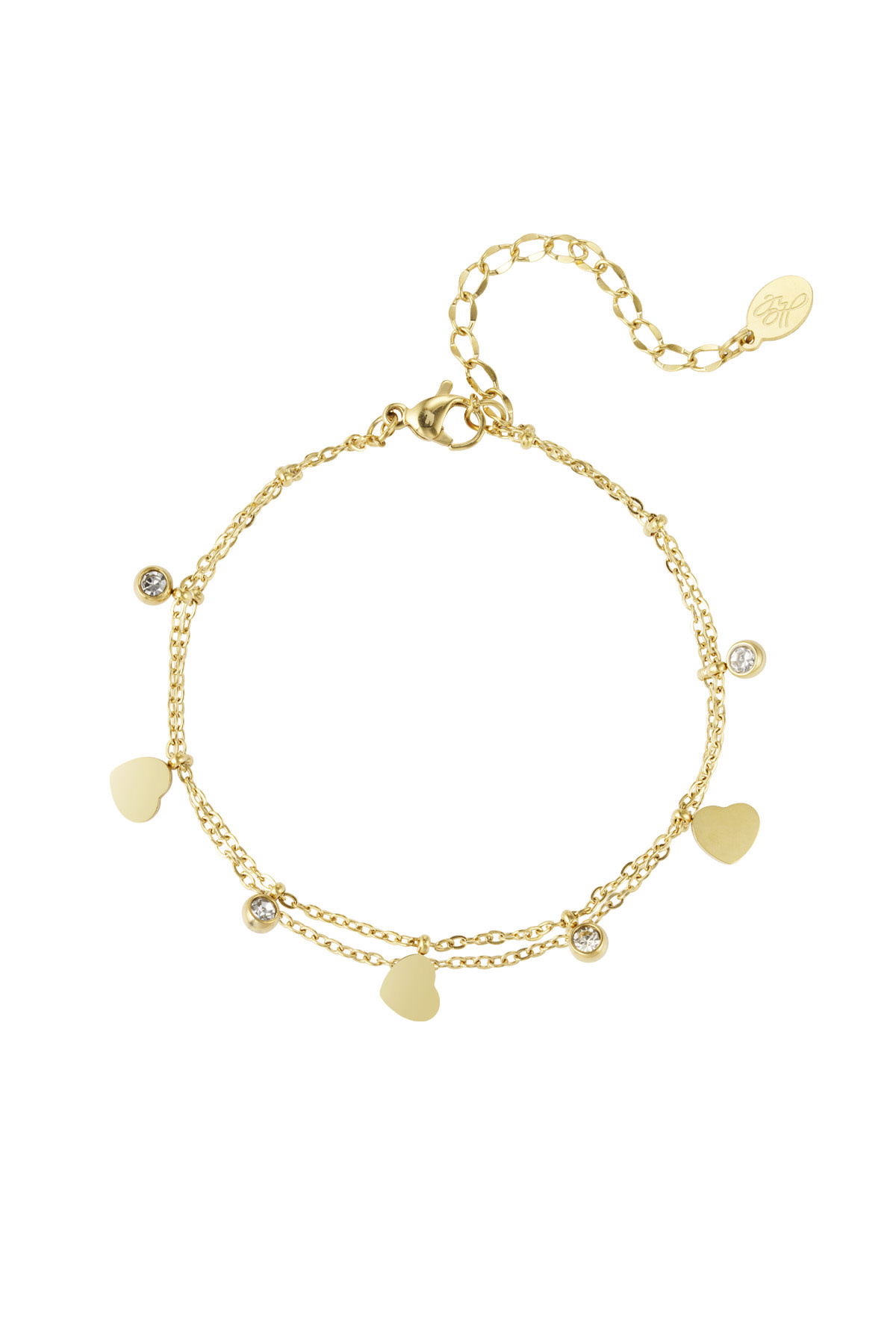 With love bracelet - hearts & stones - gold