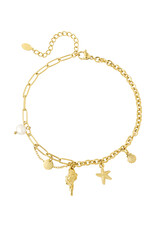With love Anklet - beach charms - gold