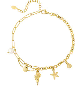 With love Anklet - beach charms - gold