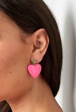 With love earrings  big heart fuchsia